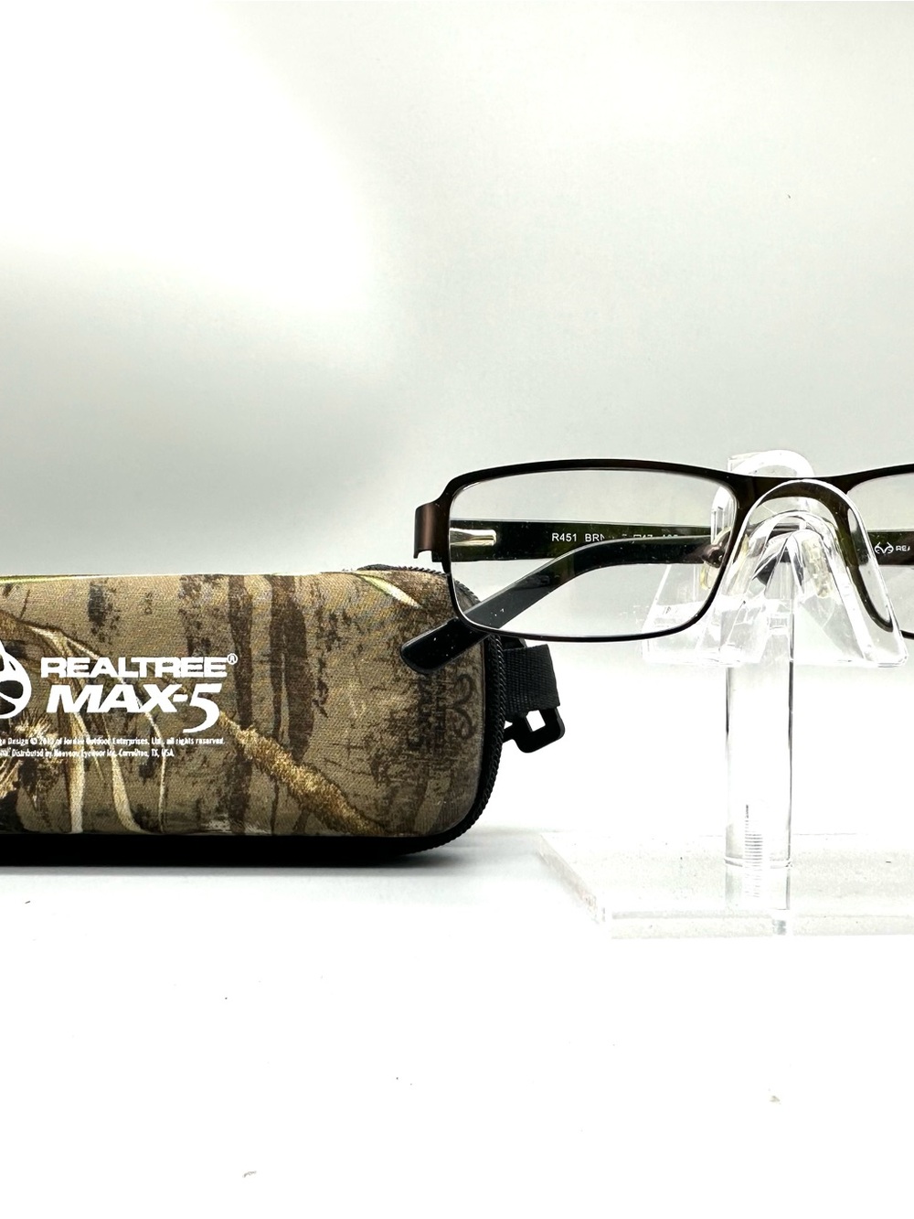 Realtree R451 BRN Camo Eyeglass Frames Brown Rectangular 51-17-135 Max-4 Case